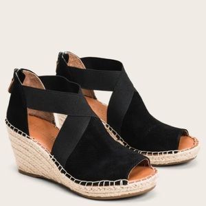 Charli Suede Cross Elastic Espadrille Wedge